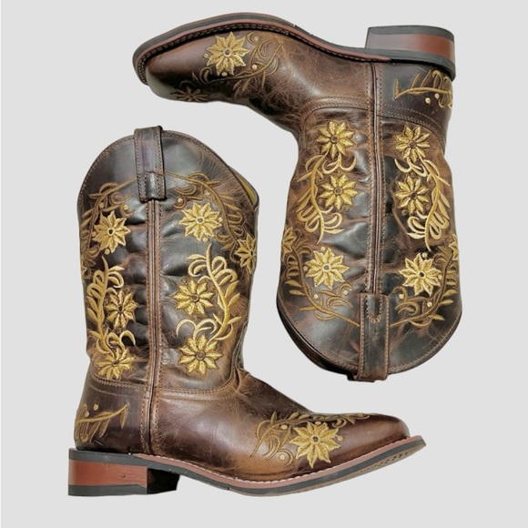 Laredo Shoes - Laredo Women's Brown Secret Garden Floral Embroidered Cowgirl Boot 5822 size 10